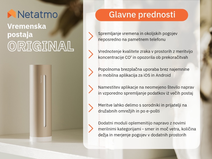 Netatmo vremenska postaja ORIGINAL | glavne prednosti